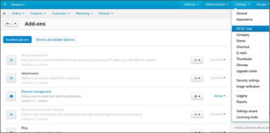 Integration Guide: REVE Chat integration with cs.cart