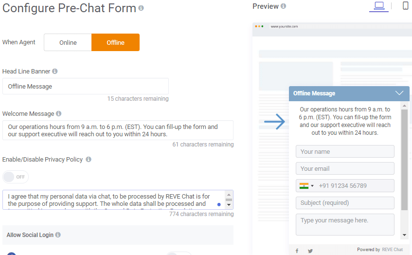 Create offline messages - automated reply messages